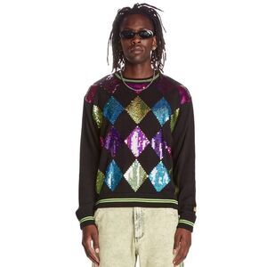 NEW Teddy-fresh Men's Mutli-Colored Diamond Sequin Sweater Large
